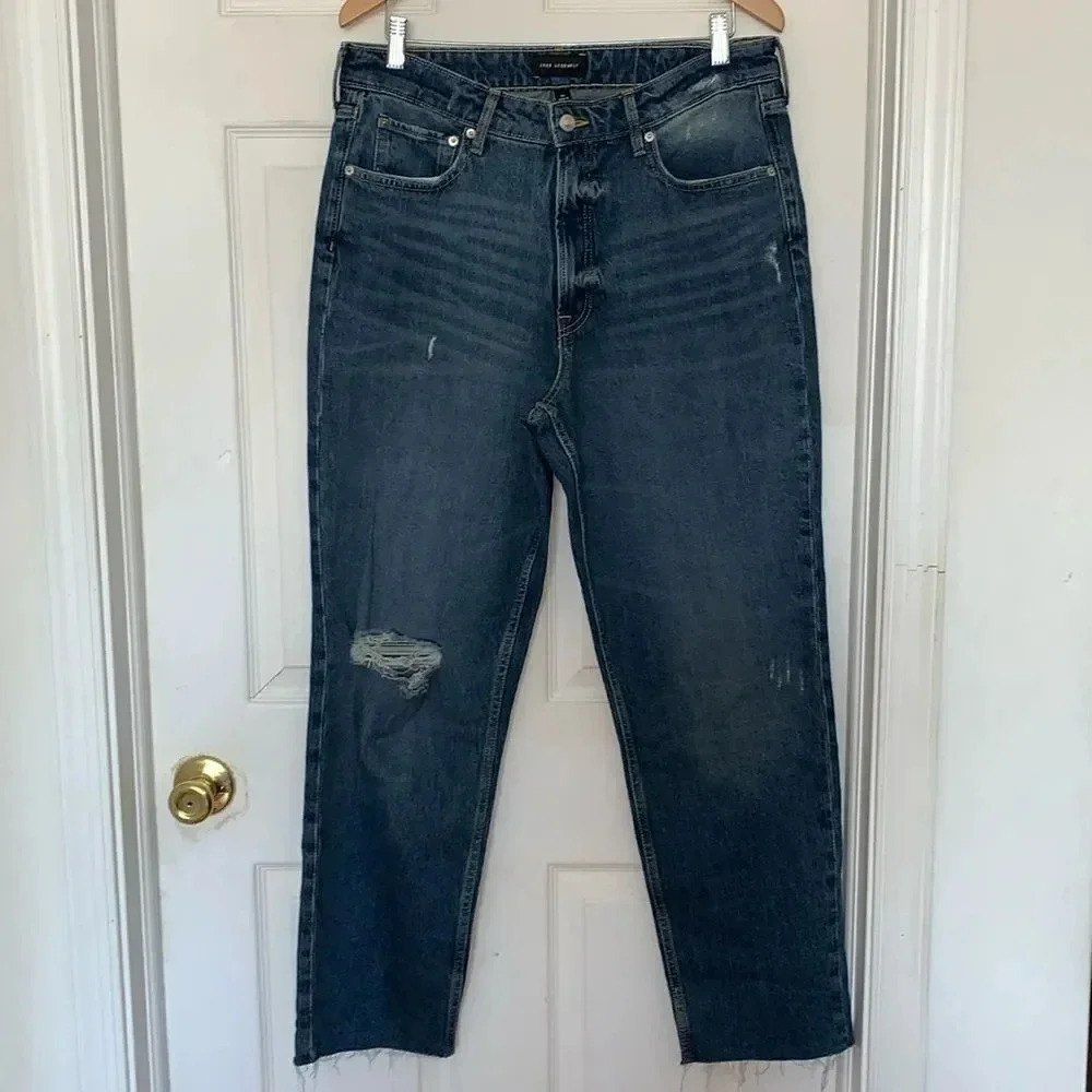 Free Assembly Distressed High Rise Straight Jeans